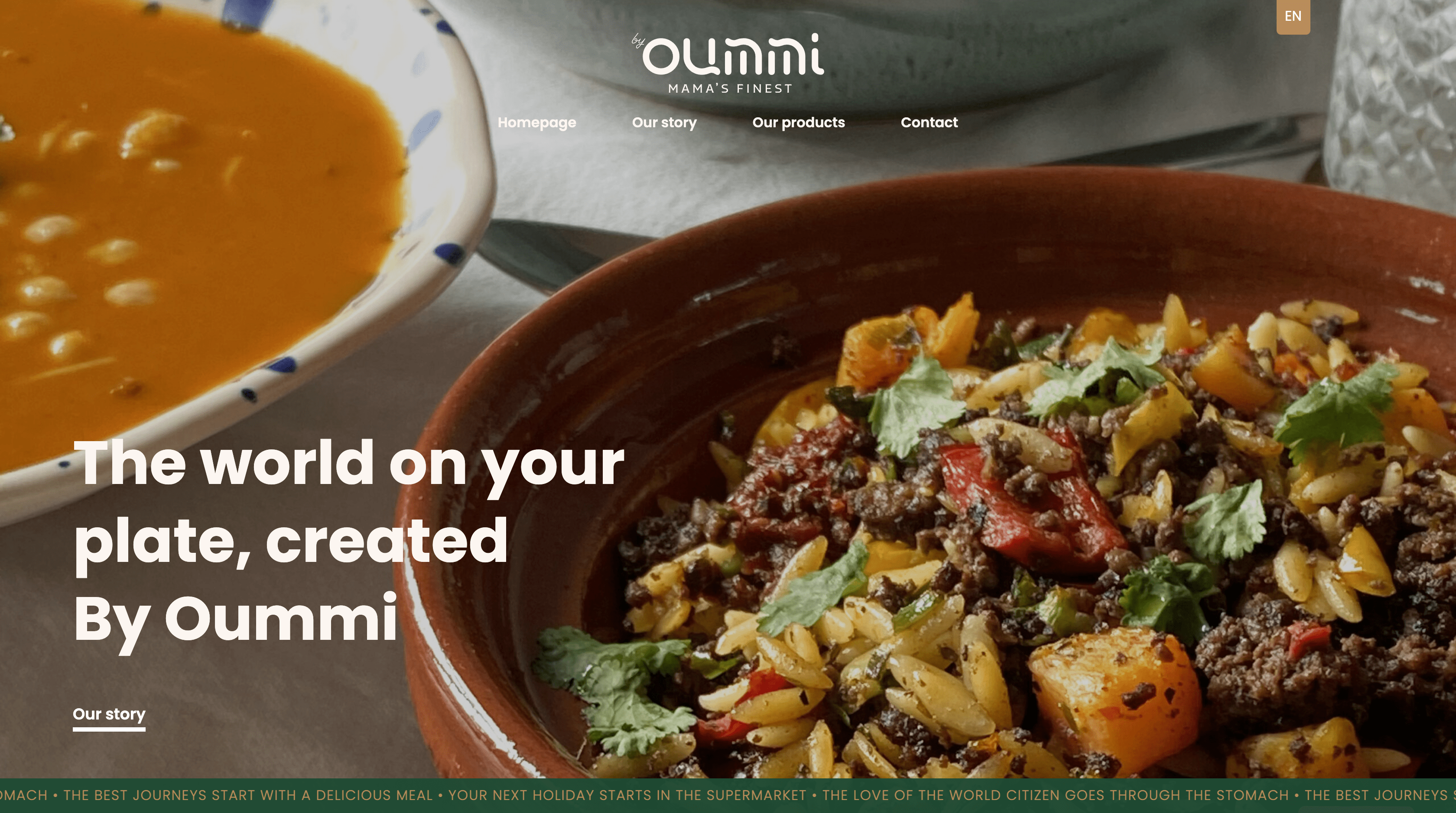 Homepagina van custom website voor Oummi