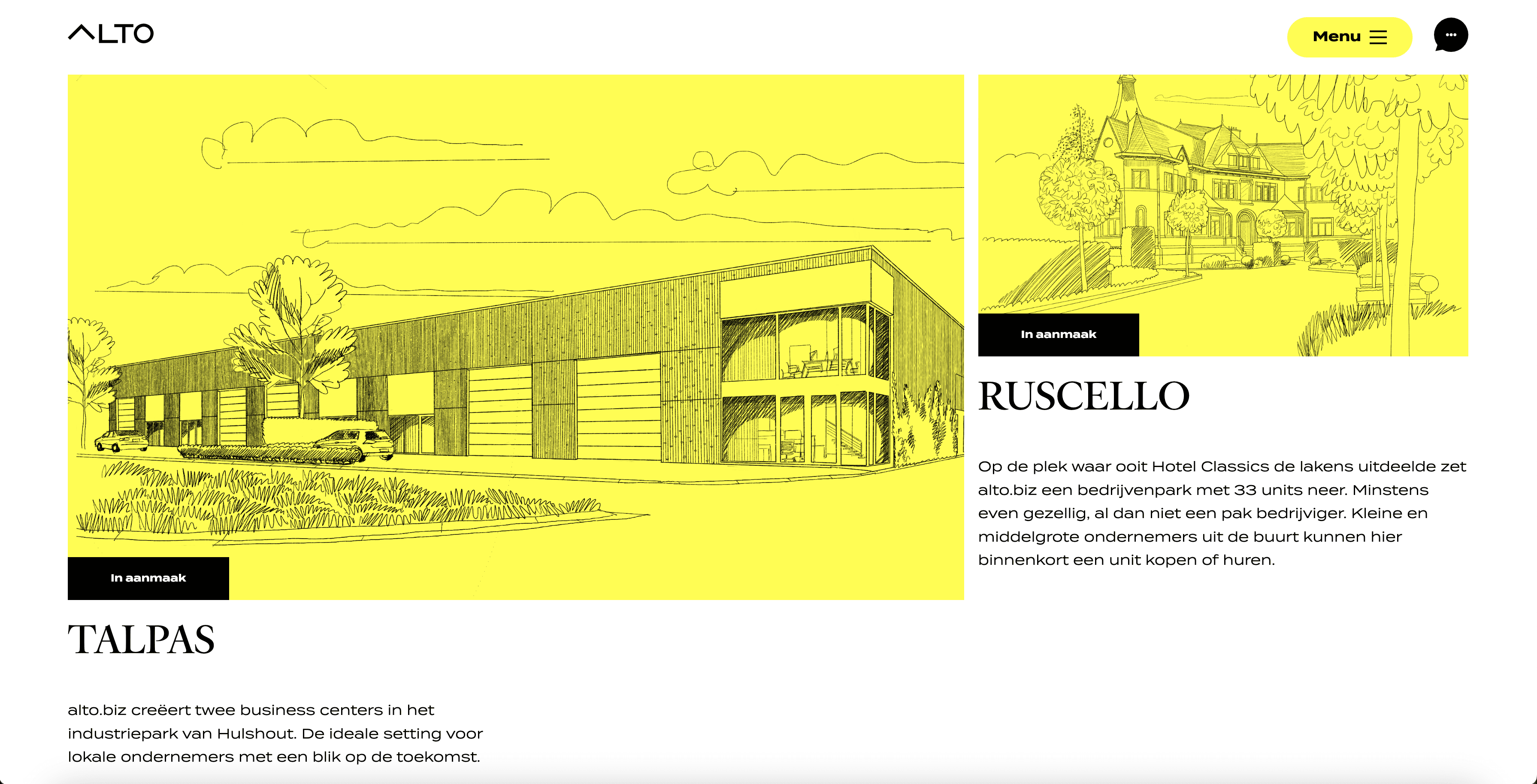 Projectenpagina van custom website van Alto