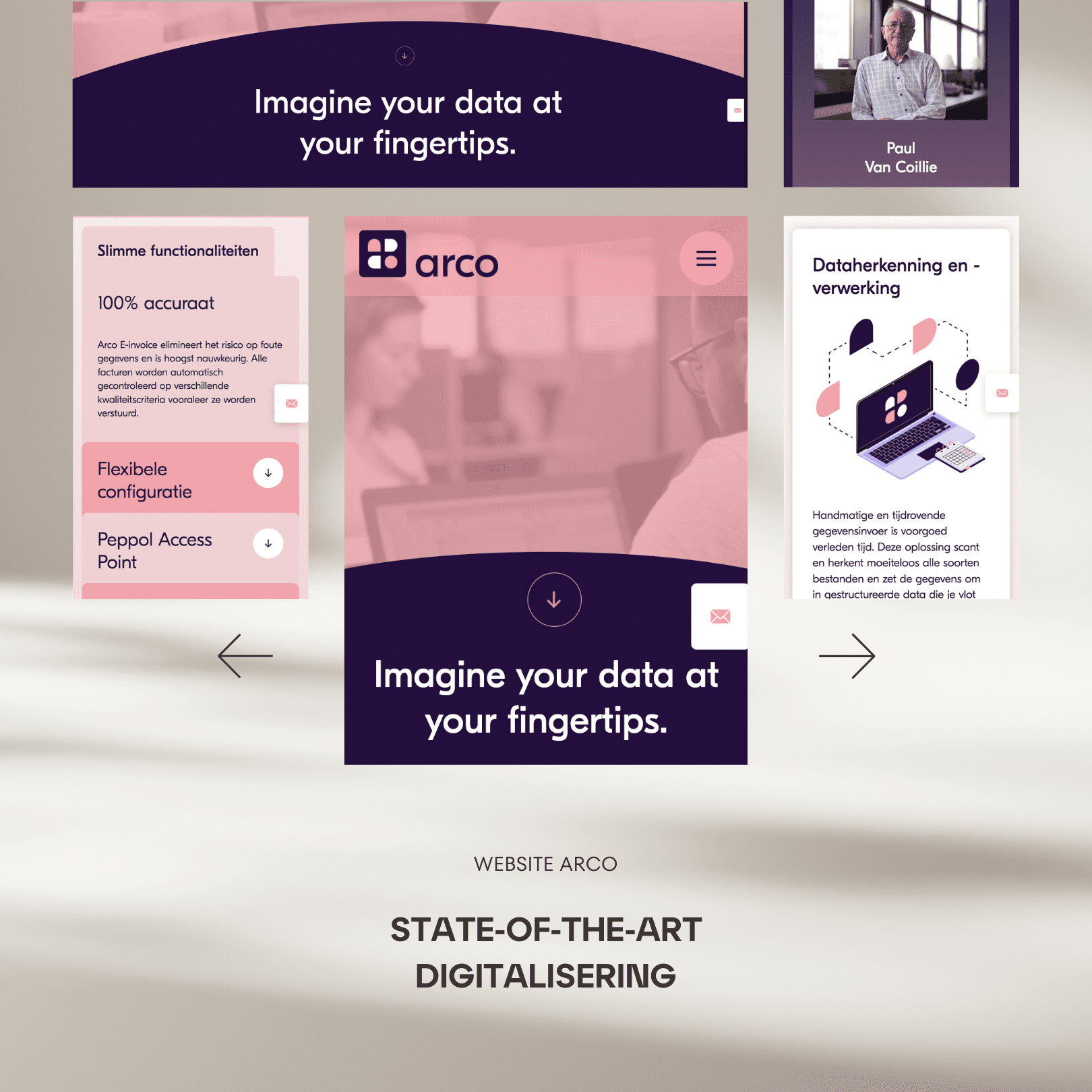 Mockups van custom website van Arco